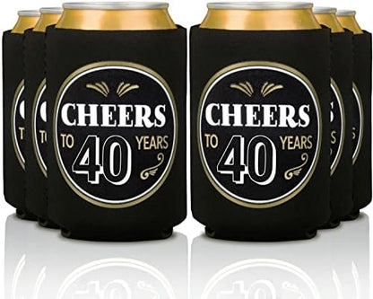  40th Birthday Can Coolers (12 Pack) - Happy 40 Birthday Decorations For Men , Cheers And Beers To 40 Years , Happy 40th Birthday Party Favors , Over The Hill Birthday Decorations 40th Party