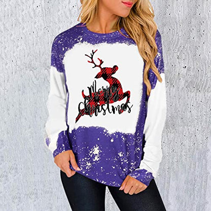  Pullover Sweatshirts For Women Fall Crew Neck Sweatshirts Long Sleeve Christmas Print Fashion Pullover Top Fall Clothes