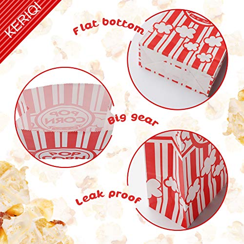  Eriqi Popcorn Bags, 2 Oz Flat Bottom Paper Popcorn Bags For Family Movie Night Baseball Themed Carnival Christmas Birthday Party 100 Pcs