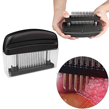  Meat Tenderizer, 48 Stainless Steel Sharp Needle Blade, Easy To Use & Clean, Heavy Duty Cooking Tool For Tenderizing Beef, Turkey, Chicken, Steak, Veal, Pork, Fish, Cooking Set (large, Black)