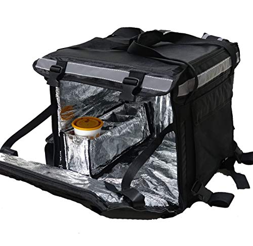  K-64B: Big Pizza Delivery Backpack, Food Bag, Side+Top Loading, Zipper Closure, 16" L X 16" W X 16" H