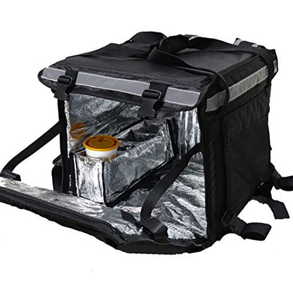  K-64B: Big Pizza Delivery Backpack, Food Bag, Side+Top Loading, Zipper Closure, 16" L X 16" W X 16" H