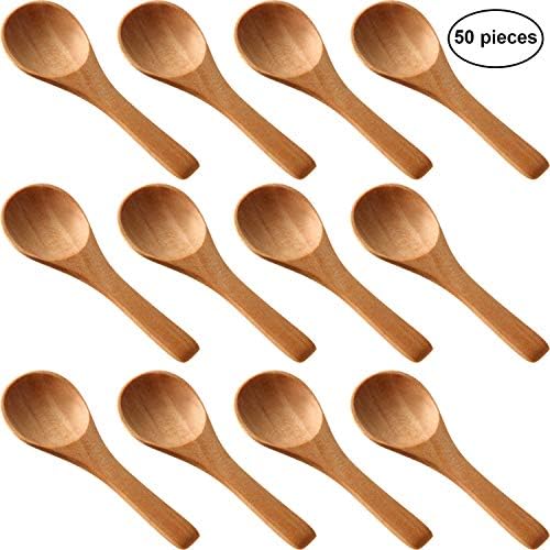  50 Pieces Small Wooden Spoons, 3.5'' L, Mini Nature Spoons Wood Honey Teaspoon Cooking Condiments Spoons For Kitchen Seasoning Jar Coffee Tea Sugar