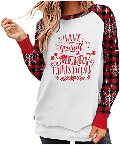  Pullover Sweatshirts For Women Fall Crew Neck Sweatshirts Long Sleeve Christmas Print Plus Size Pullover Top Streetwear