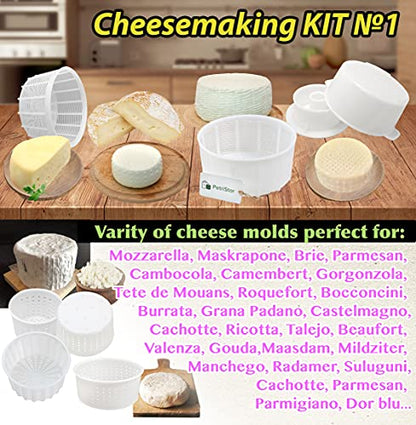  7 Pcs Cheesemaking Kit №1 Butter Punched Сheese Mold Press Strainer Cheese Tofu Press Mold Cheese Making Kit
