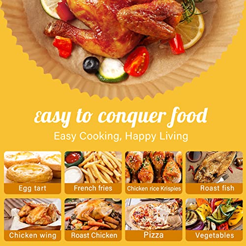  Air Fryer Liners Disposable 100pcs Air Fryer Parchment Paper 8 Inch (Fit 5-8 Qt) Non-Stick Oil Paper For Air Frying, Baking, Microwave Oven Baking