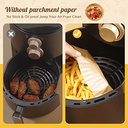  Air Fryer Liners Disposable 100pcs Air Fryer Parchment Paper 8 Inch (Fit 5-8 Qt) Non-Stick Oil Paper For Air Frying, Baking, Microwave Oven Baking