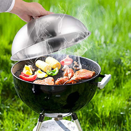  HOUSE AGAIN 2 Pack Cheese Melting Dome Set - 18/8 Stainless Steel Griddle Grill Accessories - Durable Round Basting, Steaming Cover - Heat Resistant Handle For Flat Top Griddle Grill Indoor/Outdoor
