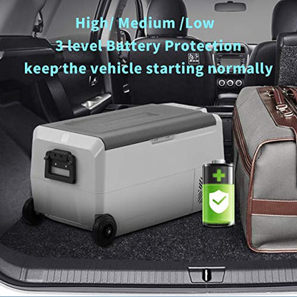  Dual Zone 38 Quart Portable Car Fridge (-4°F To 68°F) 12 Volt Freezer Refrigerator For Vehicle, Home, Outdoor