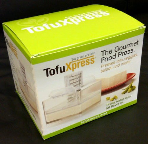  Gourmet Tofu Press / Marinating Dish - Clear - W/Light Tension Spring Attachment. TofuXpress Removes Moisture From Tofu And Other Foods Automatically Without Mess. Make Cheese, Greek-style Yogurt, Macrobiotic Salads.