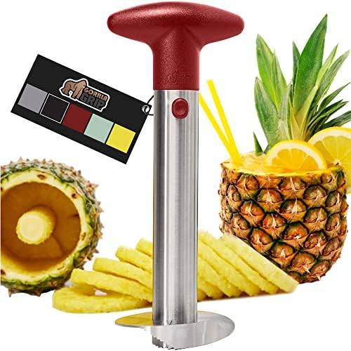  Pineapple Corer, Easy To Use BPA Free Peeler, Rust Resistant Reinforced Stainless Steel Sharp Blades, Fruit Slicer Tool, Detachable Handle, Kitchen Essentials, Core Twist Remover, Black