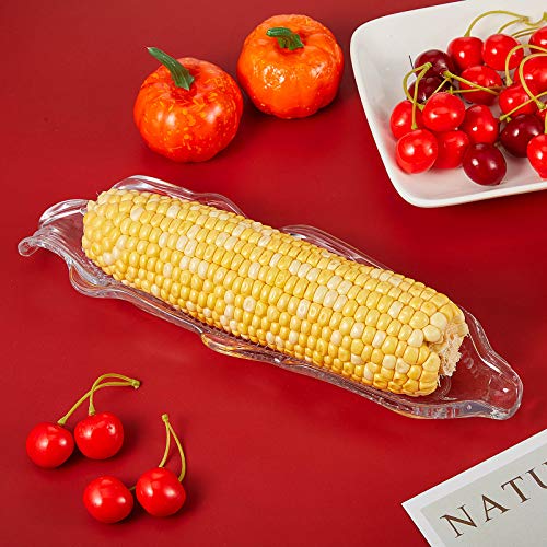 12 Pieces Corn Cob Holders And Dish Set Transparent Dish Stainless Steel Skewer Needle BBQ Tool And Plastic Corn Tray