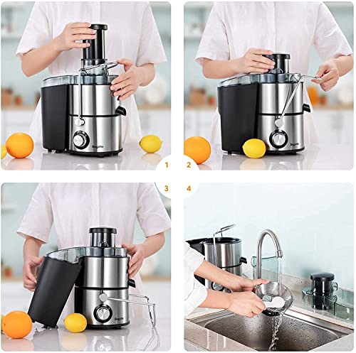  Juicers, Bagotte Centrifugal Juicer With 65mm Wide Feed Chute, 2 Speed Juicer Machines For Vegetables And Fruits, BPA-Free Juice Extractor With 304 Stainless Steel, Easy To Clean