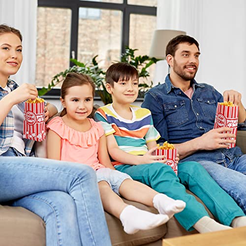  Movie Night Paper Popcorn Bags 2 Oz Flat Bottom Popcorn Boxes Red And White Popcorn Container Disposable Popcorn Sleeve Large Popcorn Bucket For Retro Movie Themed Party Carnival Supplies(300 Pieces)