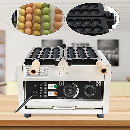  1500W Commercial Stainless Electric Bubble Skewer Waffle Ball Machine Nonstick Waffle Balls Maker Iron With Temperature Control,for Home Kitchen Snack
