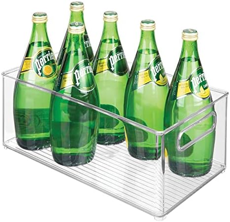  Plastic Stackable Kitchen Organizer - Storage Bin With Handles For Refrigerator, Freezer, Cabinet, And Pantry Shelves Organization - Food Container - Ligne Collection - Clear