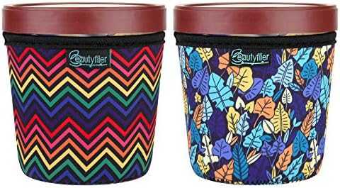  2-Pieces Pint Sized Ice Cream Cozy Thicken Neoprene Ice Cream Sleeves With Elastic Handle Cover (Cartoons)
