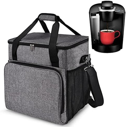  Coffee Maker Storage Bag,Waterproof Travel Carrying Organizer Case,Suitable For Kering Coffee Machines And Other Accessories,Dustproof Tote Bag With Shoulder Strap Black