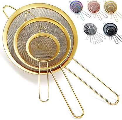  Fine Mesh Strainer 6 Pieces Set, Flour Sifter For Baking, Stainless Steel Clander, Matcha Tea Strainer, Gravy Separator, Stasher Sieve Pasta Strainers