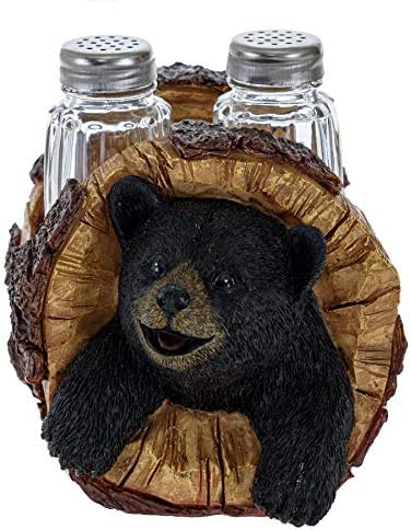  Glass Salt And Pepper Shakers - Deer Antler Salt And Pepper With Holder For Kitchen - Simple Salt And Pepper Shakers With Lids - Rustic Salt And Pepper Caddy Spices And Seasonings Set