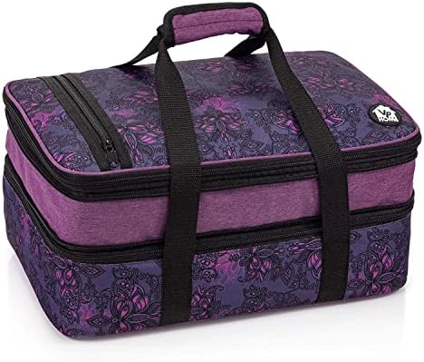  Double Casserole Insulated Travel Carry Bag (Garden Party) For Trip, Birthday Party, Mother's Day, Holiday, Christmas Day, Grocery Store, Supermarket, Outdoor Picnic Etc