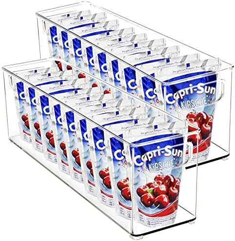  2 Pack Stackable Plastic Storage Organizer Container Bin, Stackable Storage Bins With Handler For Refrigerator, Pantry (10" X 6" X 5")