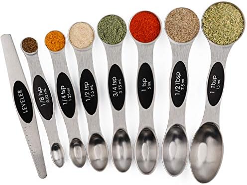  Magnetic Measuring Spoons Set Of 7 Stainless Steel Metal Double Sided Teaspoon Tablespoon For Dry And Liquid Ingredients