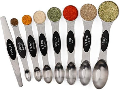  Magnetic Measuring Spoons Set Of 7 Stainless Steel Metal Double Sided Teaspoon Tablespoon For Dry And Liquid Ingredients