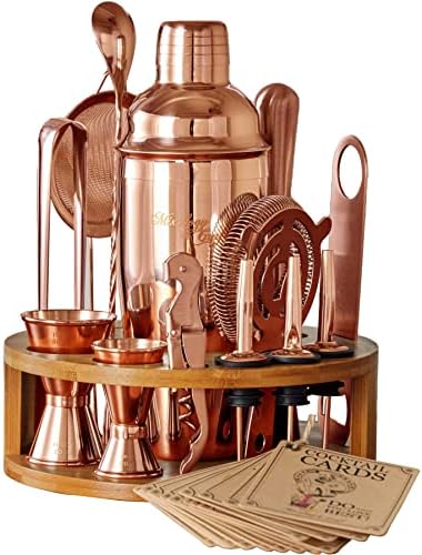  Bartender Kit - 15 Piece Set Including Cocktail Shaker And Bar Accessories, Perfect For Drink Mixing At Home, Plus Exclusive Recipe Cards