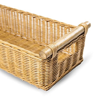  Ong Narrow Pole Handle Wicker Basket, Small, 17 In L X 5 In W X 5.25 In H, Sandstone