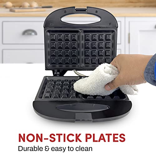  WM-2207# Electric Non-Stick PFOA-Free Belgian Waffle Maker Iron, Breakfast, Sandwiches, Snacks, Burgers And More, 2-Slice, Black