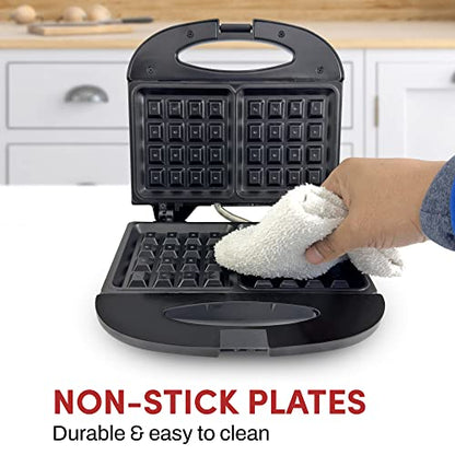  WM-2207# Electric Non-Stick PFOA-Free Belgian Waffle Maker Iron, Breakfast, Sandwiches, Snacks, Burgers And More, 2-Slice, Black