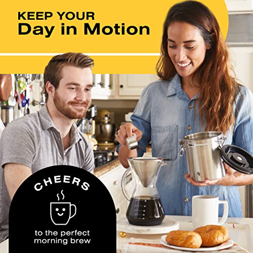  Pour Over Coffee Maker - 5 Cup Borosilicate Glass Carafe - Rust Resistant Stainless Steel Paperless Filter/Dripper - Includes Custom Silicone Sleeve