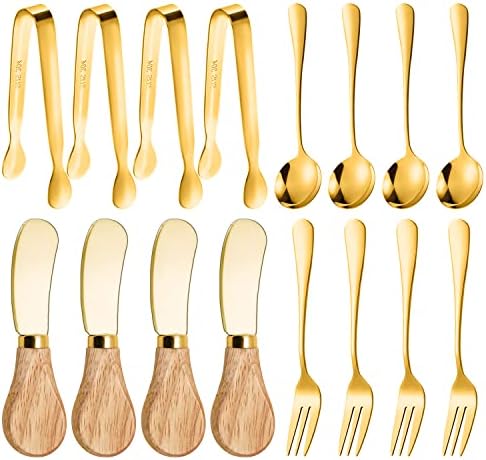 Cheese Butter Spreader Knives Set Charcuterie Accessories 16 Pcs Charcuterie Board Utensils Stainless Steel Spreader Knife With Wooden Handle Mini Serving Tongs Spoons Forks For Butter Cheese Pastry