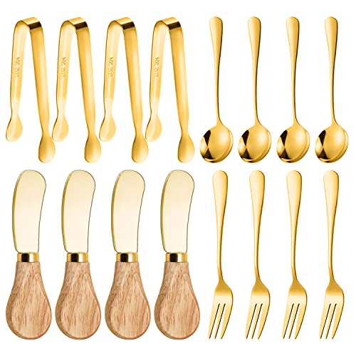  Cheese Butter Spreader Knives Set Charcuterie Accessories 16 Pcs Charcuterie Board Utensils Stainless Steel Spreader Knife With Wooden Handle Mini Serving Tongs Spoons Forks For Butter Cheese Pastry