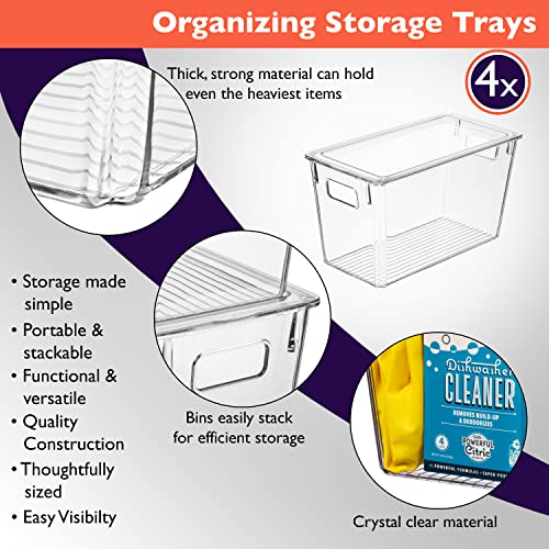  Plastic Storage Bins With Lids – Perfect Kitchen Organization Or Pantry Storage – Fridge Organizer, Pantry Organization And Storage Bins, Cabinet Organizers