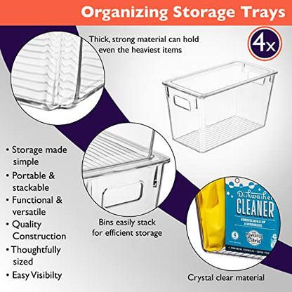  Plastic Storage Bins With Lids – Perfect Kitchen Organization Or Pantry Storage – Fridge Organizer, Pantry Organization And Storage Bins, Cabinet Organizers