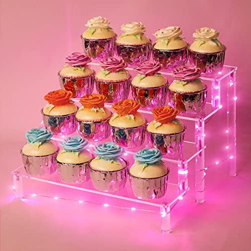  Display Shelf Cake Stand – 4 Tier Shelf Cake Pop Stand – Multifunctional And Durable Acrylic Stand – Mounting Hardware Included – Ideal For Desserts, Cosmetics, Glassware, Figurines