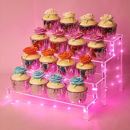  Display Shelf Cake Stand – 4 Tier Shelf Cake Pop Stand – Multifunctional And Durable Acrylic Stand – Mounting Hardware Included – Ideal For Desserts, Cosmetics, Glassware, Figurines