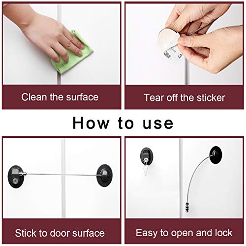  4 Pack Refrigerator Locks With 8 Keys,Child Safety Fridge Lock,Refrigerator Lock Combination,Mini Fridge Lock, File Drawer Lock, Toilet Seat Lock With Strong Adhesive By XccMe (Black)