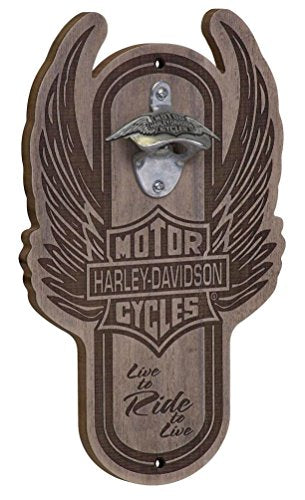 Harley Davidson Winged Bar & Shield Magnetic Wooden Bottle Opener HDL-18570