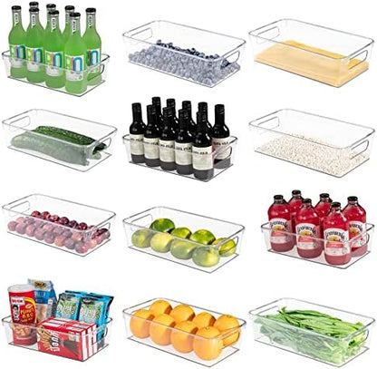  Set Of 6 Refrigerator Organizer Bins, Pantry Organization And Storage Bins, Fridge Organizers With Cutout Handles, Clear Plastic Storage Bins For Pantry - BPA Free Kitchen Organizers