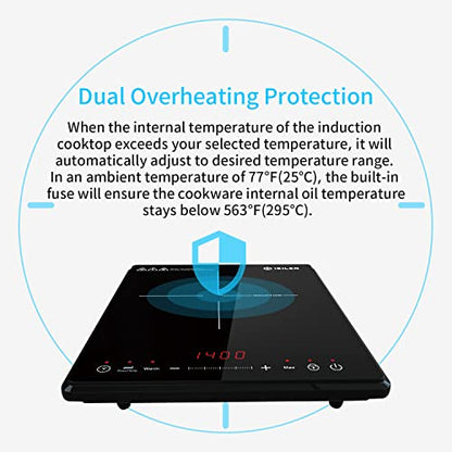  Portable Induction Cooktop, ISiLER 1800W Electric Induction Cooker Cooktop With Kids Safety Lock, Sensor Touch Countertop Burner With Timer For Apartment RV Camper