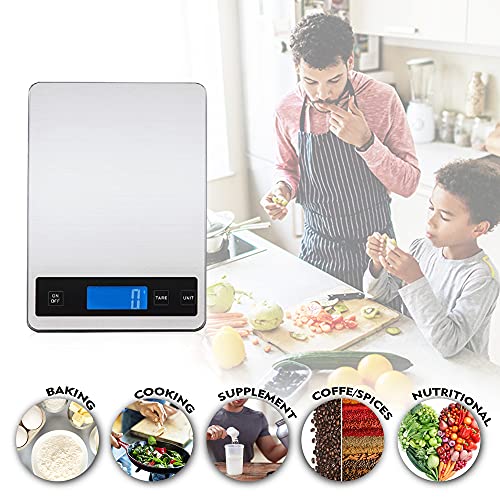  Digital Food Scale 33LB/15KG High Capacity, Accurate Weighing, Stainless Steel Electronic Kitchen Scale (Cooking/Baking/Meat/Coffee).