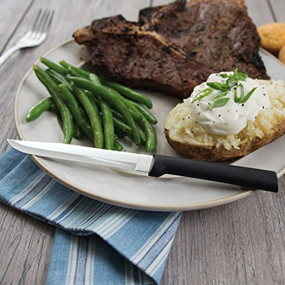  Ada Cutlery Utility Steak Knife With Black Stainless Steel Handle Pack Of 2