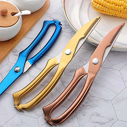 Kitchen Scissors, Heavy Duty Kitchen Shears, Multipurpose Stainless Steel Sharp Cooking Scissors For Chicken, Poultry, Fish, Meat, Herbs (GOLD)