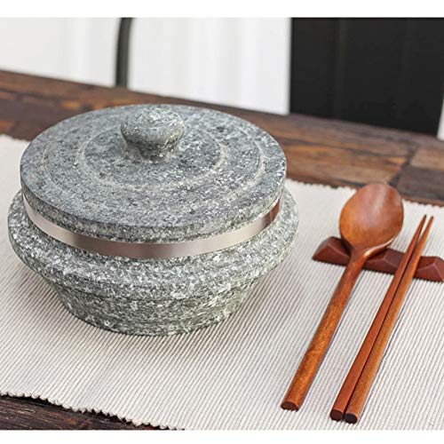  Gopdol Natural Giblet Pot Dolsot Pot With Stone Lid For Nutrition Rice Steamer (Large 7 X 3.5 Inch)