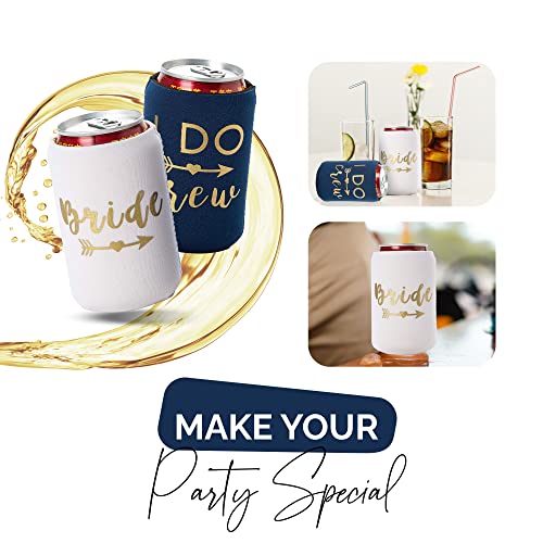  I Do Crew And Bride Bachelorette Party Can Coolers, Set Of 12 Beer Can Coolies, Perfect Bachelorette Party Decorations And Bridesmaid Gifts (Navy Blue)