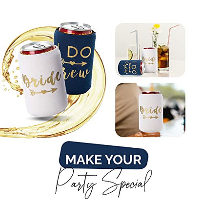 I Do Crew And Bride Bachelorette Party Can Coolers, Set Of 12 Beer Can Coolies, Perfect Bachelorette Party Decorations And Bridesmaid Gifts (Navy Blue)