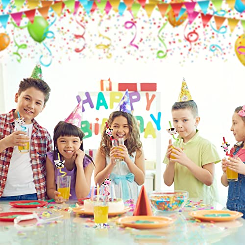  25 Cow Party Favors Drinking Straws Goodie Gifts For Boys Girls Holy Cow Im One Birthday Party Supplies With 2 PCS Cleaning Brushes